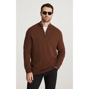 Cotton Citizen Cooper Half Zip Waffle Knit Pullover Espresso Brown M820467 S